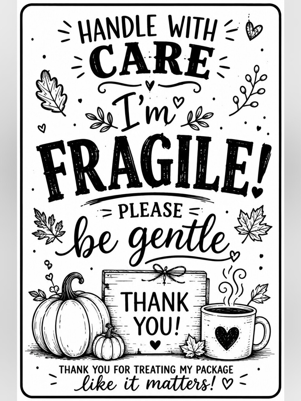 50ct, 4x6 "FALL" 🍁 CUSTOM FRAGILE STICKERS